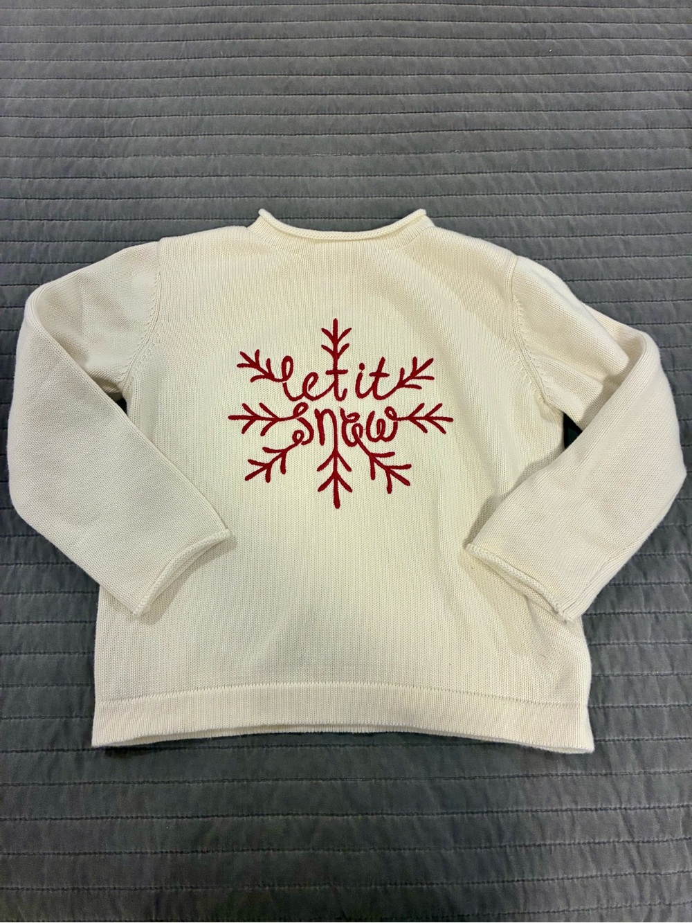 Velvet Fawn Girls Let It Snow White Crewneck Sweater Size 6
